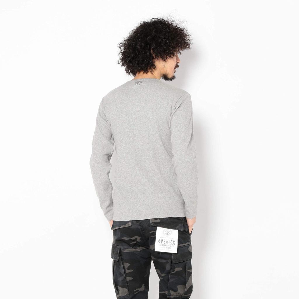 Avirex Daily Rib Henley Neck Tee (Antibacterial and Odor Resistant) Men's Size L, Size 6153482, Black