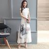 Improved Cheongsam Women's Retro Chinese Landscape Painting Style Long Dress