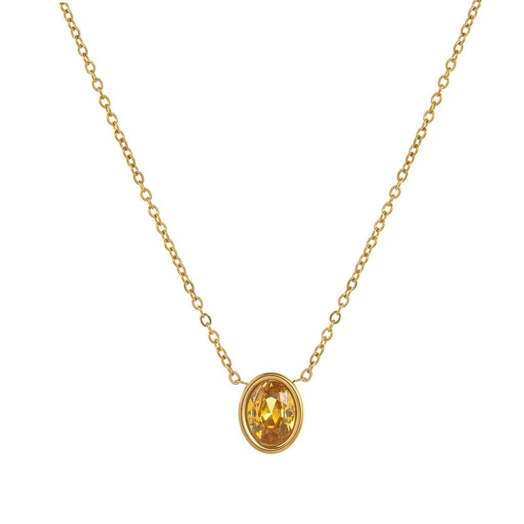 Titanium Steel 12 Birthstone Birthstone Zircon Retro Literary Necklace Clavicle Chain High Color Retention Plated 18K Gold Necklace