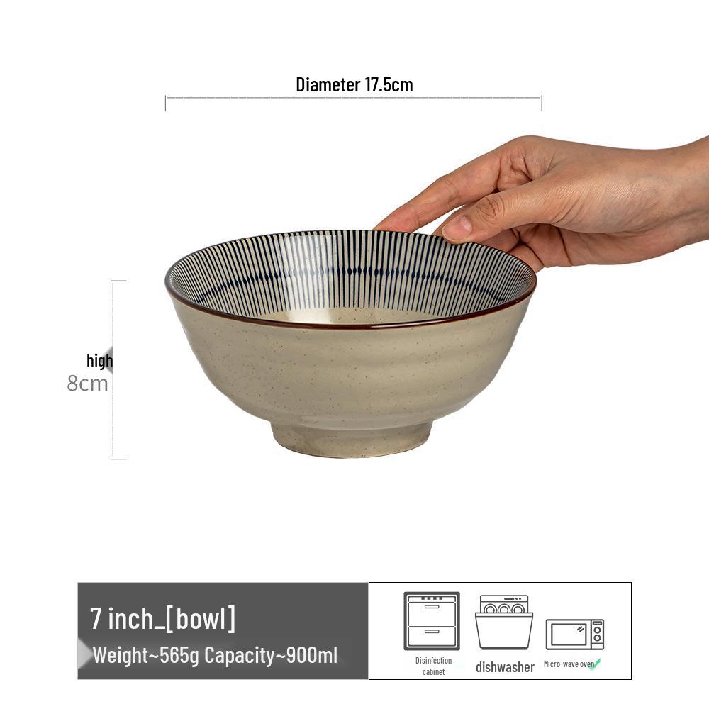 Japanese Ceramic Ramen Bowl - Creative Large Round Tableware for Soup or Noodles