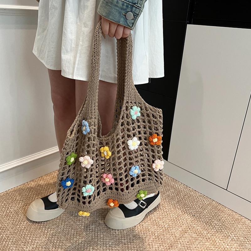 Hollow Solid Flowers Shoulder Bag Fabric Lace Women's Bags High Quality Versatile High Quality New Soft Women's Handbags AVE