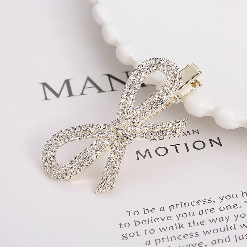 Korean Hair Clip: Pearl Rhinestone Bow with Leaf  Cactus Design