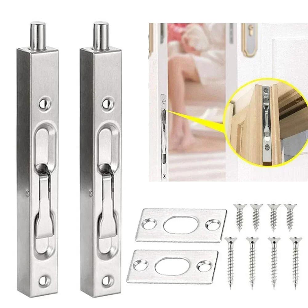 2 Pcs Door Bolt Lock Invisible Bolt Latch Lock Tiandi Concealed Door Latch Stainless Steel Home Safety Anti-theft Hardware