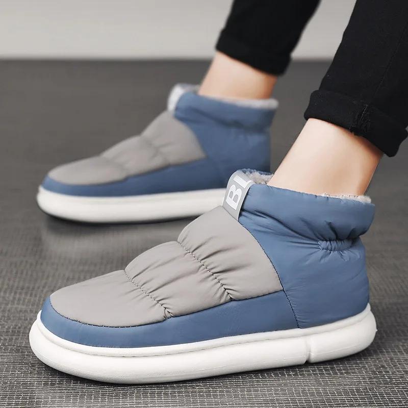 Klassische Plateau-Winterstiefel für Herren Warme Plüsch-Herren-Schneestiefel Bequeme Rutschfeste Outdoor-Knöchelstiefel Mann botas