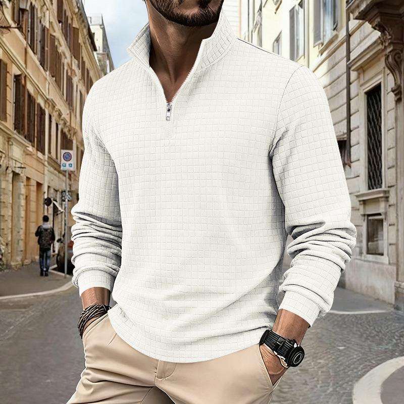 2026 Autumn and Winter New Loose Casual Commuting Simple Stand Collar Zipper Men s Sweatshirt S белый