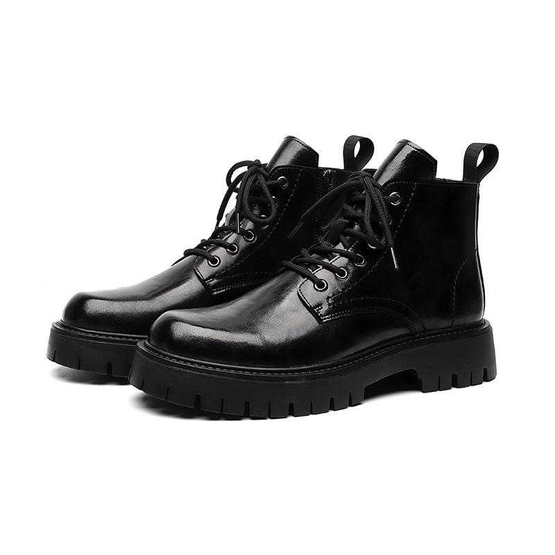 Men's Martin boots low-top British style retro men's medium-top thick-soled heightened side zipper boots 6895-X