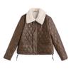 Fleece thickened leather jacket short women's clothing winter new small men wear leather cotton-padded jacket
