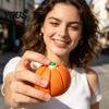 Travel Stress Reliever Halloween Pumpkin Squeeze Ball, Fruit Shaped Clicker Fidget Toy for Anxiety Relief, Cute Soft Decompression Kids Adults, Party