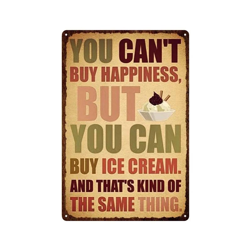 Metal Plate Tasty Cute Ice Cream Sundaes Milk Shake Painting Iron Tin Sign Wall Art Pictures For Kitchen Dessert Shop Home De