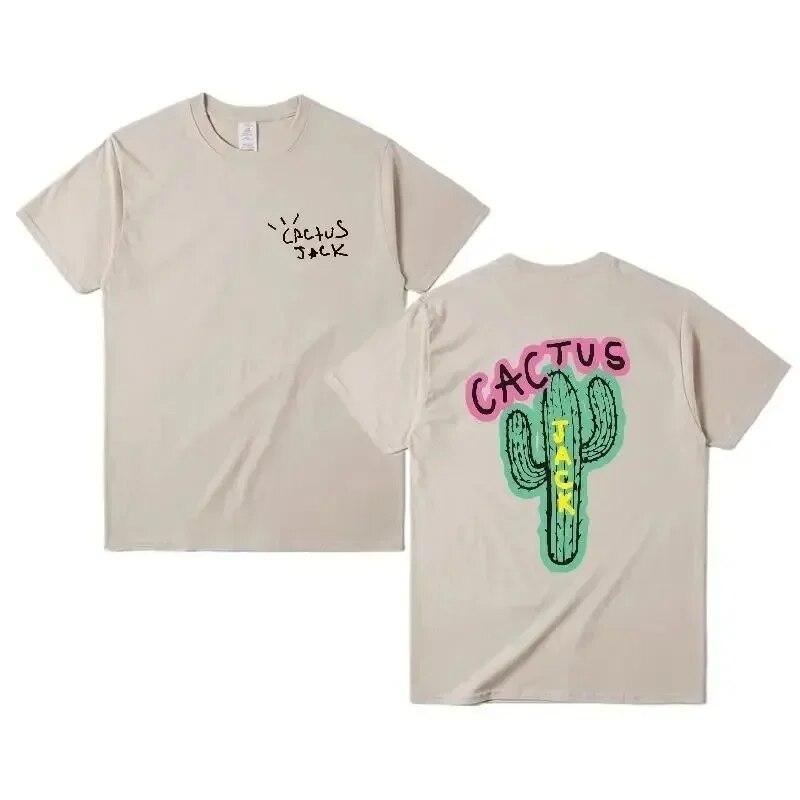 Rapper Cactus Jack Grafické Bavlněné Tričko Unisex Dámské Hip Hopové Tričko Módní Tričko s Krátkým Rukávem 2024 Léto Nadměrná Trička Topy