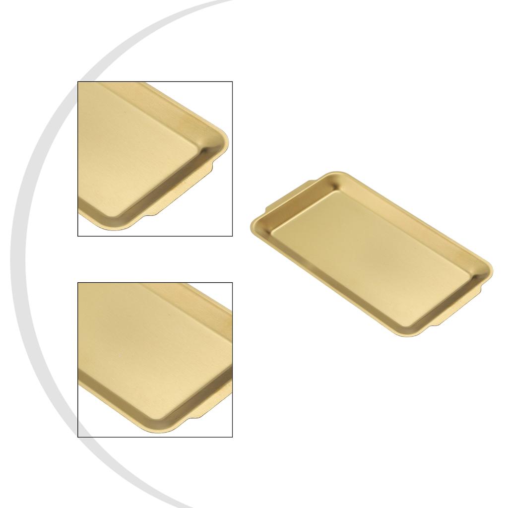 Stainless Steel Rectangular BBQ Food Storage Tray With Two Handles, Polished Flat Dish For Bread, Pastry, Fruit Outdoor Grilling