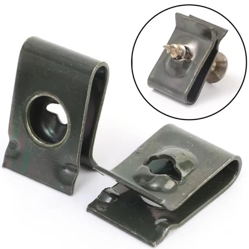 Car Metal Screw Fastener Clips U-Type Clip Anti-rust Iron Sheet Car Motorcycles Screw Buckle Bumper Protection Fastener Clips