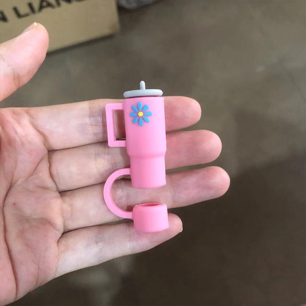 5Pcs Silicone Straw Covers Cap for Stanley 30&40 Oz Flower Straw Toppers 10mm Dust-Proof Caps Tumbler with Handle