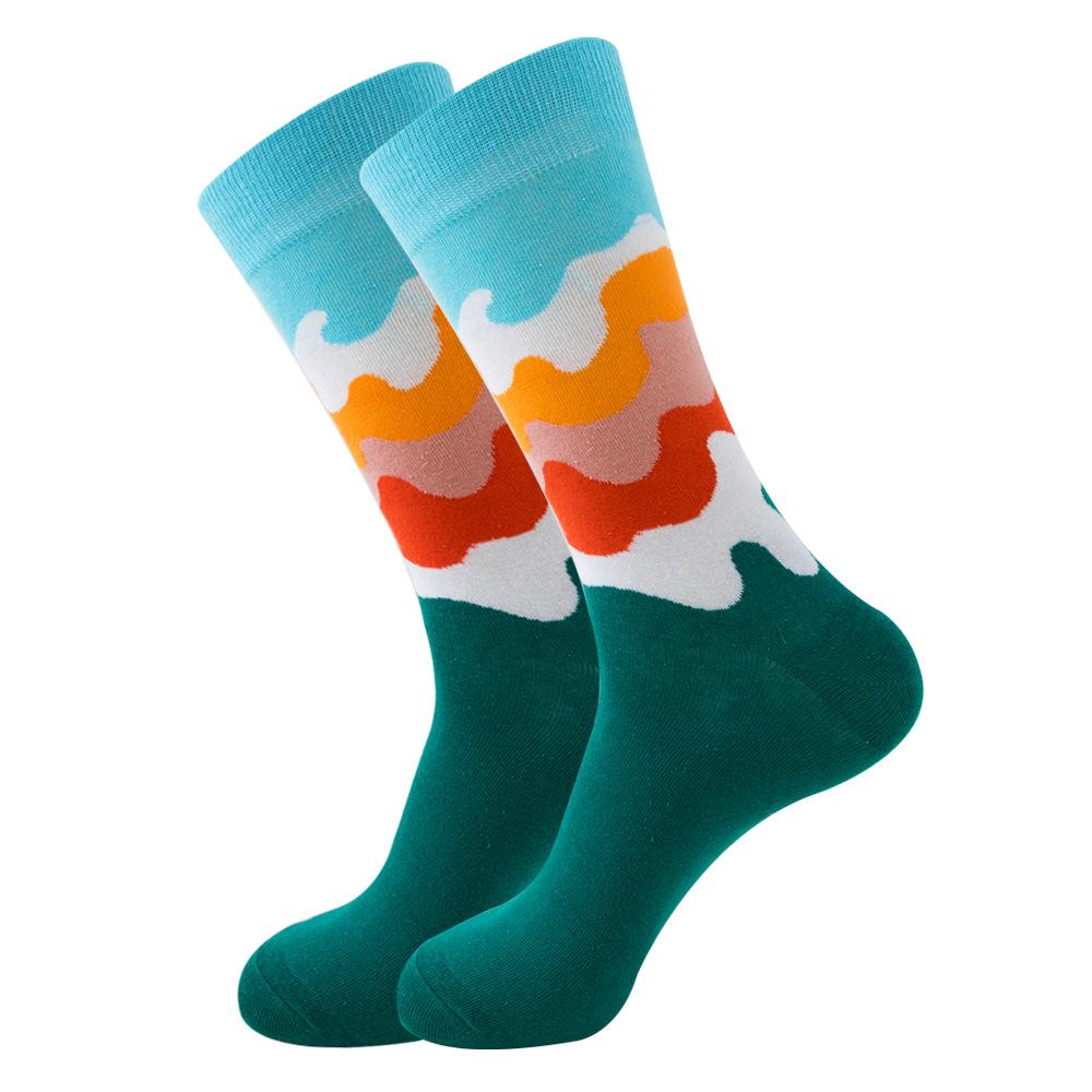 Socks Men's Latest Design Middle Tube Socks Autumn Socks Quality Business Geometric Lattice Colorful Mens Cotton Socks
