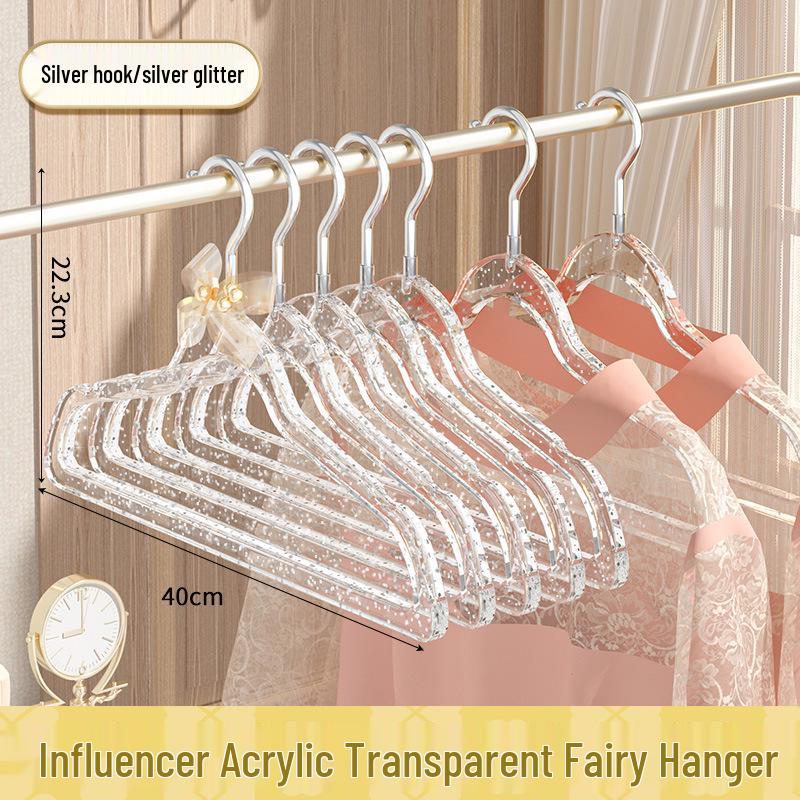 Cute Acrylic Crystal Clothes Hanger for Women s Seamless Clothing - Transparent with Gold Powder