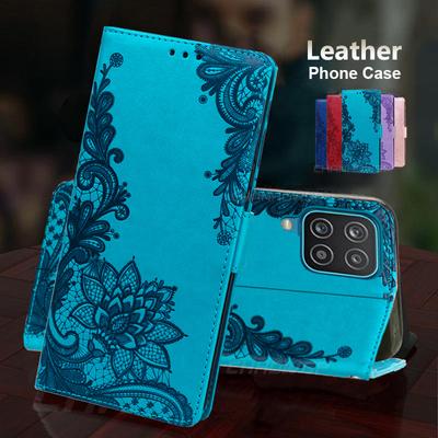 A12 A32 A02S A32 A42 A52 A72 Pouzdro Emboss Flower Kožený Flip Book Cover pro Samsung Galaxy A12 A02 A02S A42 A52 A72 A22 A32 4G 5G pouzdra na telefon