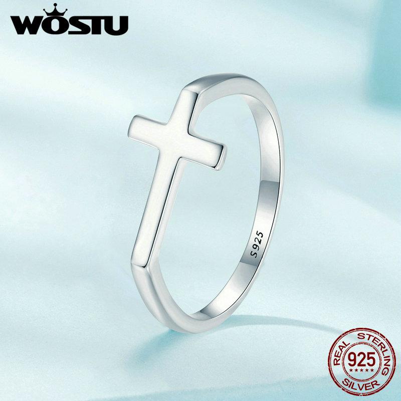 Original 925 Silver Cross Ring Oxidized Silver for Women Fine Jewelry Party Wedding Engagement Ring Gift FIR979