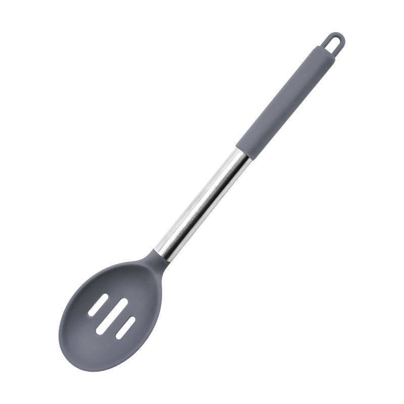 

Набор из 2 силиконовых кулинарных ложек с ручкой из нержавеющей стали, набор ложек для перемешивания салата, антипригарные кухонные инструменты