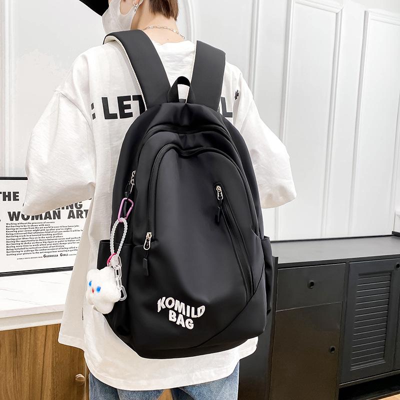 Schoolbag female high school student American retro large capacity backpack trendy letter embroidery college student couple backpack