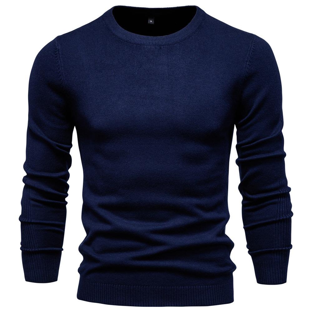 Autumn and Winter Thickened Sweaters, Men's Round-neck Slimming Sweaters, Men's Knitted Sweaters, Top for Casual Wear
