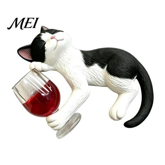 Waterproof Outdoor Cat Statue Drunk Kitten Resin Figurine Plant Pot Hanger, 3 Color Lazy Mini Statue, Small Animal Desk Accessories Cute Hanging