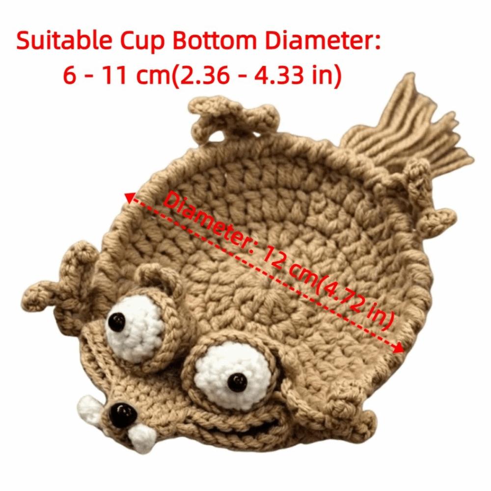 Non-Slip Crochet Squirrel Coasters Creative Knitted Animal Mat Durable Water Cup Mat Tableware