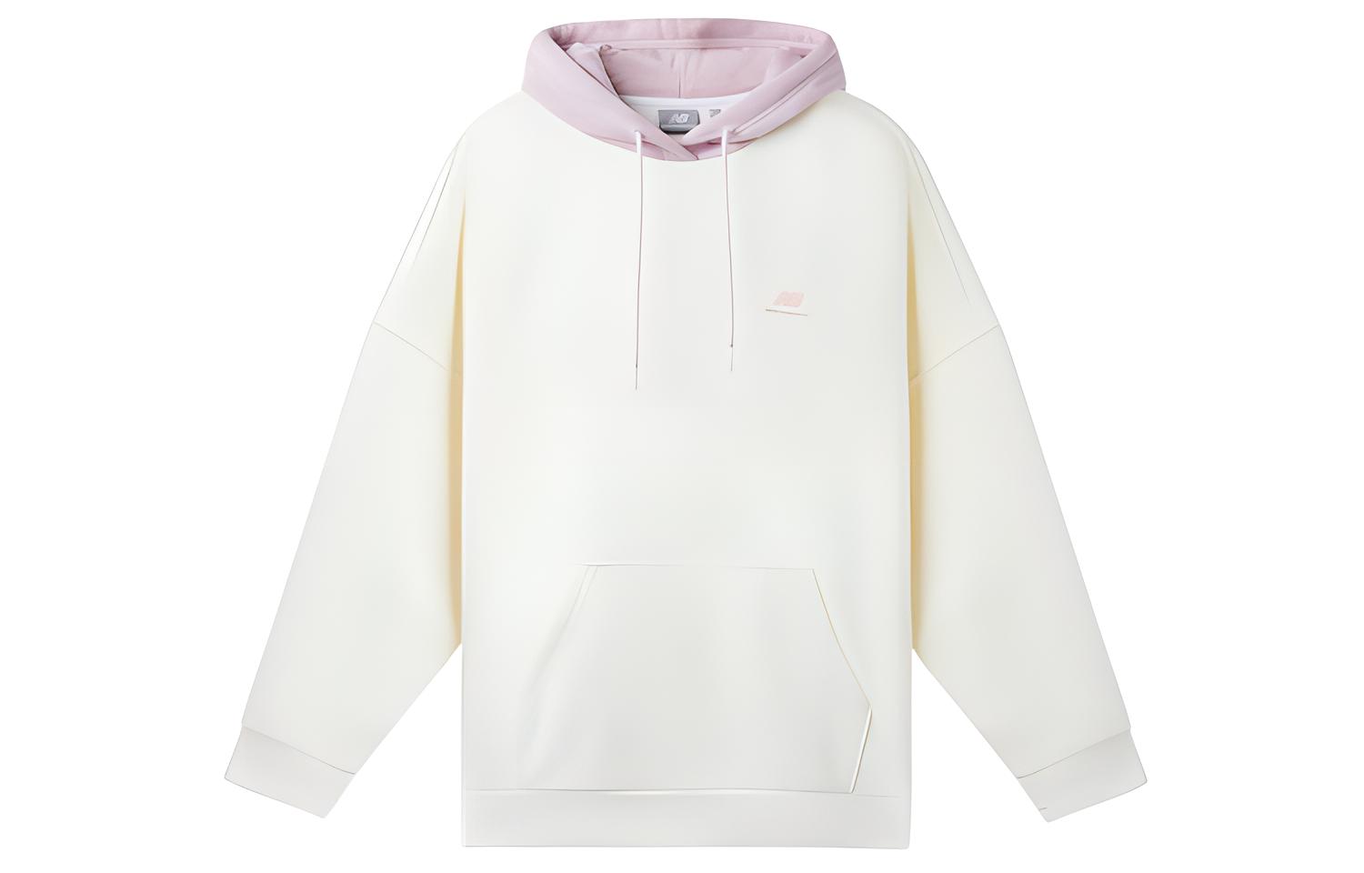 New Balance Sweatshirts Women s White Pink Multicolor Hooded Moderate Regular NCA3S512-PK XL
