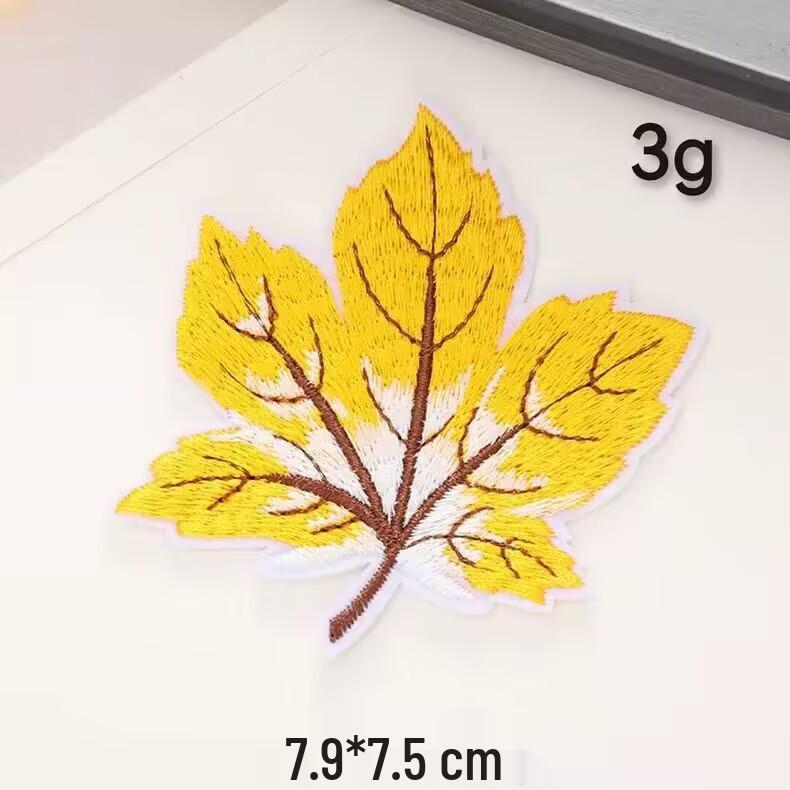 Maple Leaf Computer Embroidery Patch for Jackets - Self-Adhesive Textile Sticker Accessory