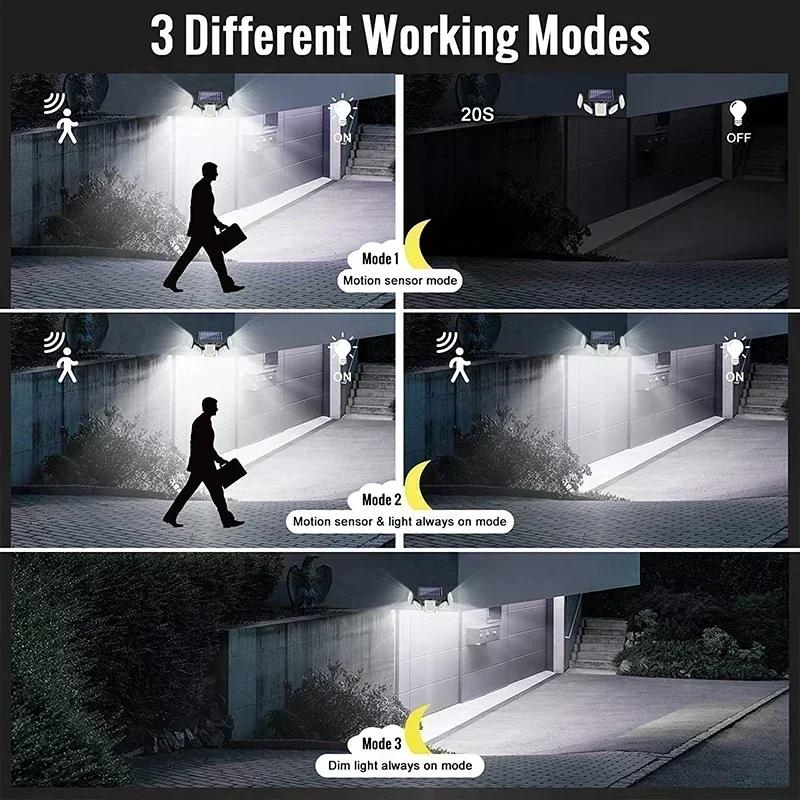 Solar Lights Outdoor Motion Sensor, 5Head Flood Lamp with Remote Control, 300° Wide Angle Security Light for Yard Patio Garden
