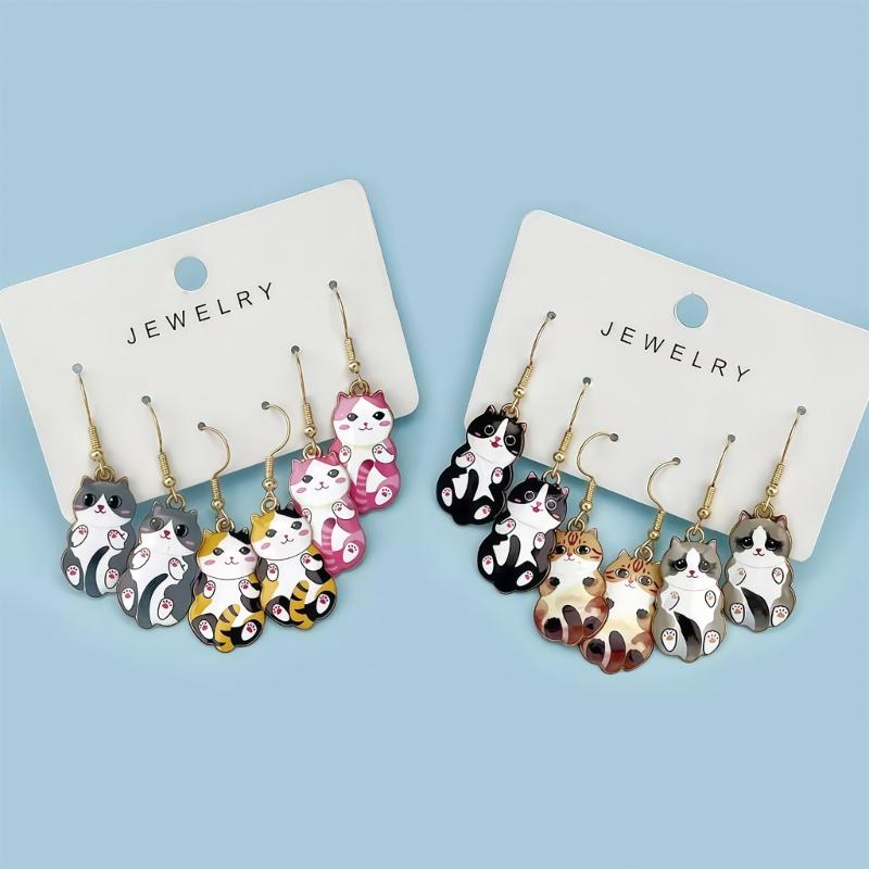 Unique Cats Pendant Earrings Fashion Earrings Ear Jewelry Alloy Texture Suitable for Casual and Formal Occasions