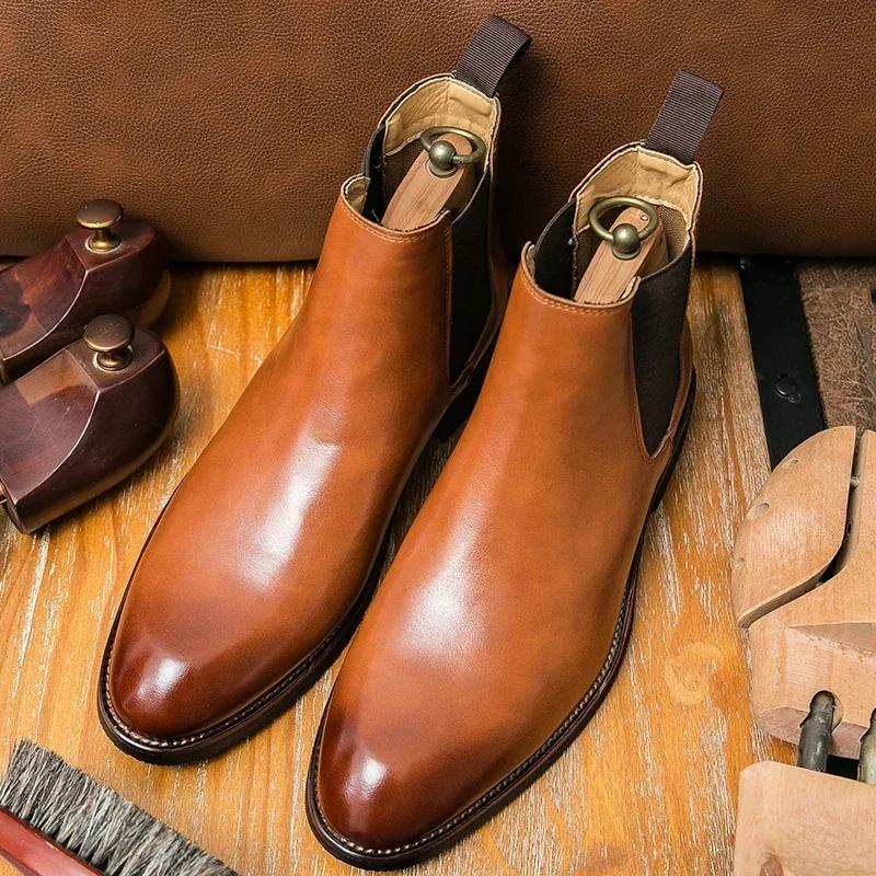 Fashion Winter Hot Selling Men's Business Ankle Boots British Style Brown Suede Leather Casual Boots Outdoor Men's Workwear Boots