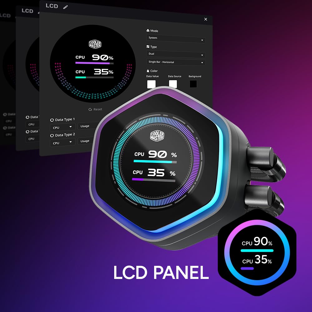 Cooler Master ML 240 Atmos II LCD ARGB Simple CPU Water-Cooled Cooler, Black, MLX-D24M-A25SZ-L1 (FN2541)