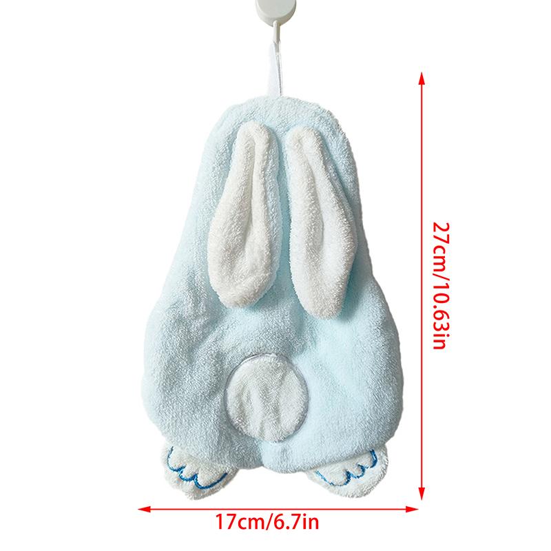 1Pc Rabbit Shape Children'S Hand Towel With Hanging Loop Coral Fleece Absorbent Towel Soft Quick-Drying Bathroom Towel For Home