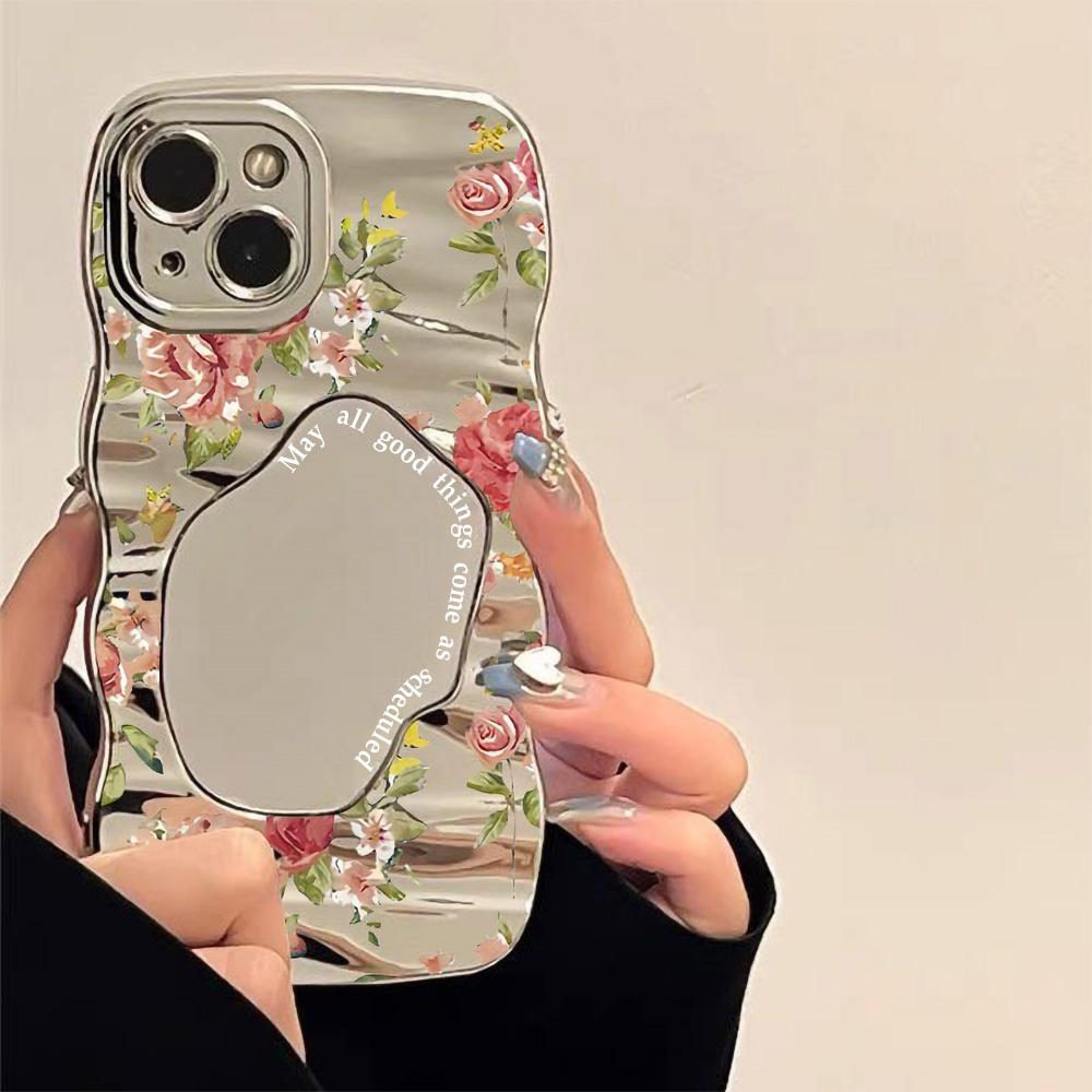

Зеркальный чехол для телефона для iPhone 16 11 13 14 для 16 Pro 12 13 15 16 Pro Max для Samsung A15 A16 A35 A55 Милый чехол для телефона с облаком, цветком и щенком с гальваническим покрытием iPhone 16 бледный серебристый