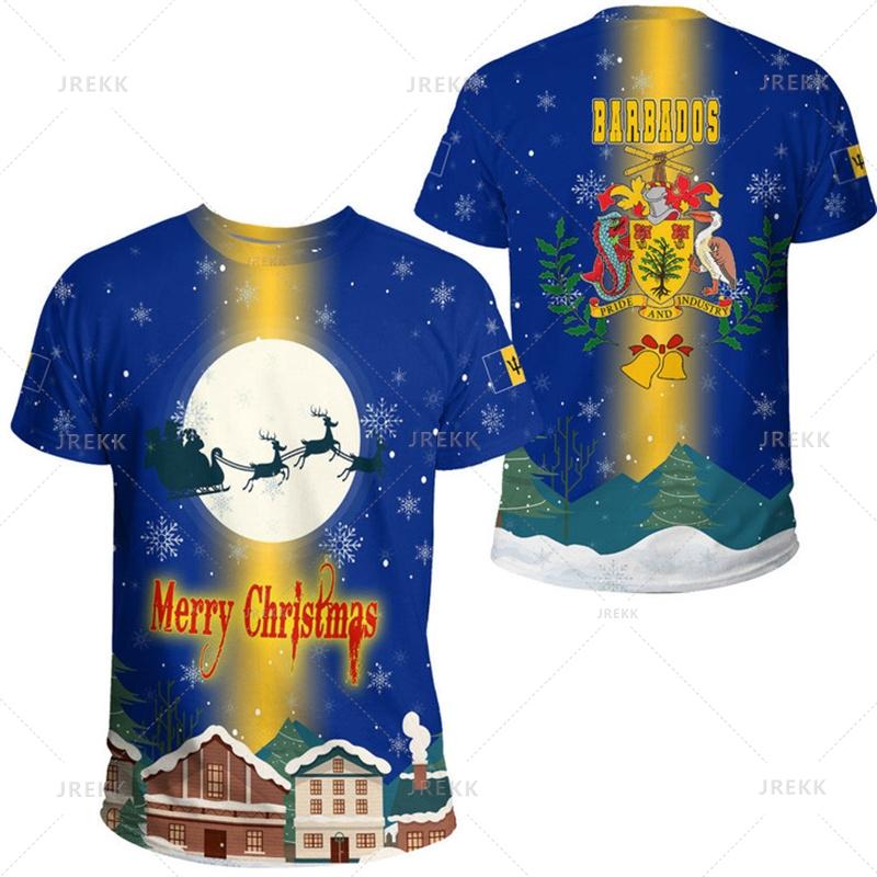 Barbados National Flag Map 3D Printing T Shirt Barbados Coat Of Arms Graphic Tee Shirts Fashion Streetwear Short Sleeves Clothes
