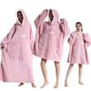 Zimní teplý fleecový župan s kapucí pro ženy, jednobarevný, 75/90/140 cm, nadměrná fleecová deka, teplé fleecové mikiny, obří televizní deka, dámský župan s kapucí