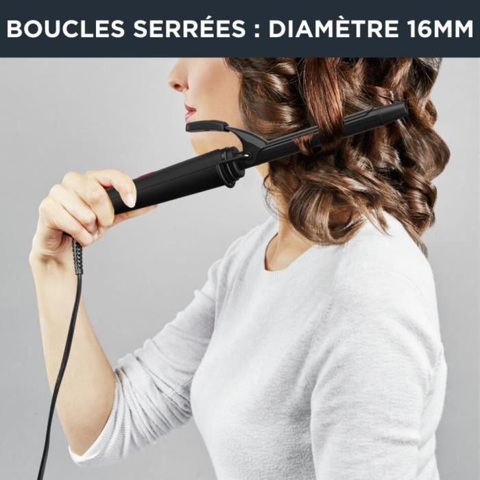 Rowenta cf2119f0 fer à boucler 16 mm, revêtement céramique, embout isolant, cordon rotatif, boucles parfaites, anneau de suspension
