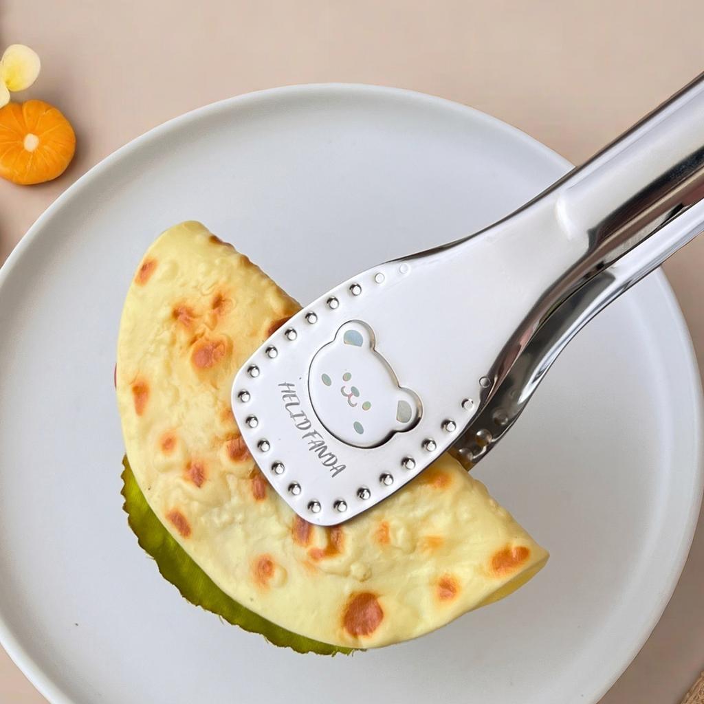 Anti Slip Barbecue Tongs Cute Little Bear Pattern 304 Stainless Steel Food Clip Salad Bread Steak Clip Kitchen Utensils