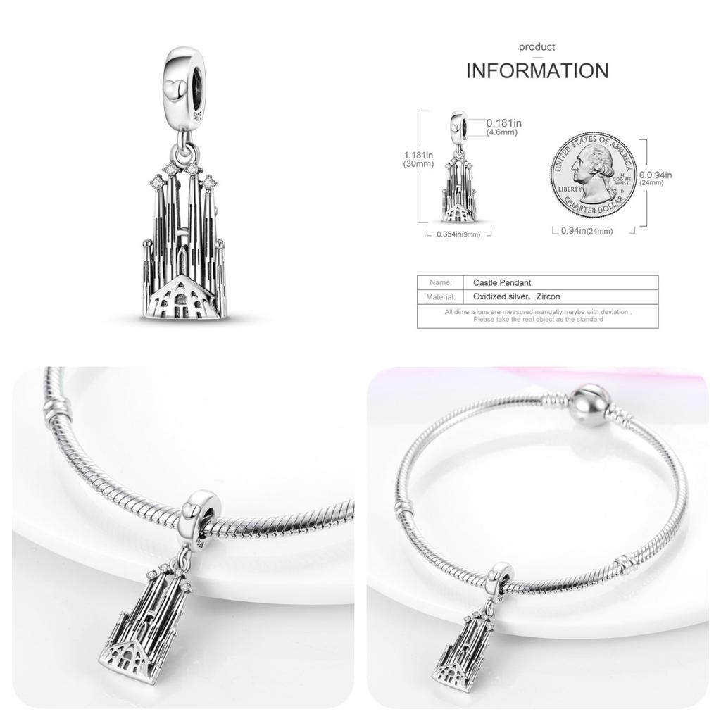 Compatible With Pand 3mm Authentic Bracelets Landmark Building Collection Charm Ideal For Women Jewellery Do It Yourself Bead Charms New Items