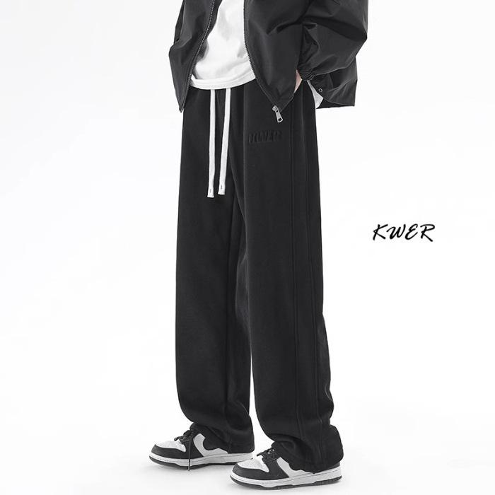 New trendy sweatpants men's new casual pants large size loose straight pants spring wide-leg pants