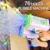 Seifenblasenpistole, Rakete, 69 Löcher, Seifenblasen, Maschinengewehrform, automatisches Gebläse mit Lichtspielzeug für Kinder, Pomperos-Geschenk zum Kindertag