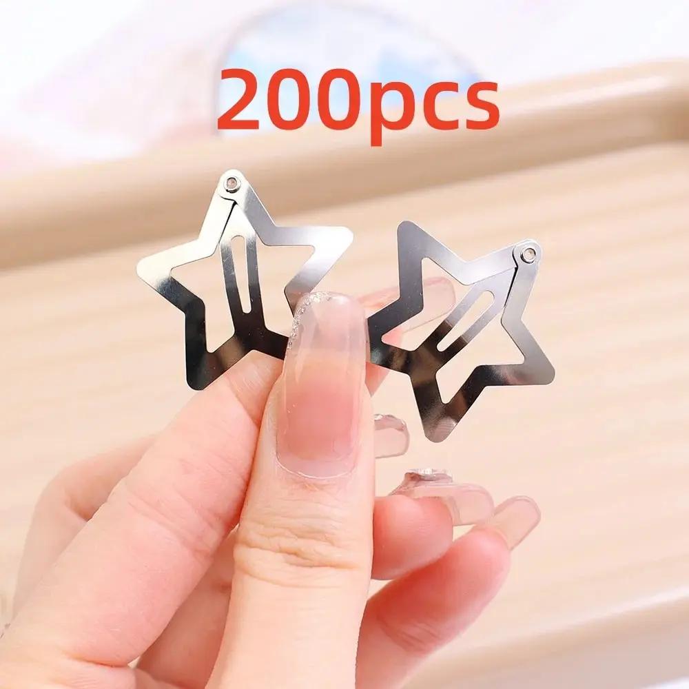 10/25/50/100/200PCS Y2K Silver Star Hair Clips Girls Metal Snap Barrettes Hair Grip Jewel Accessories