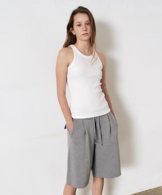 EZIO WOMEN W One-Tuck Knit Shorts_Light Gray
