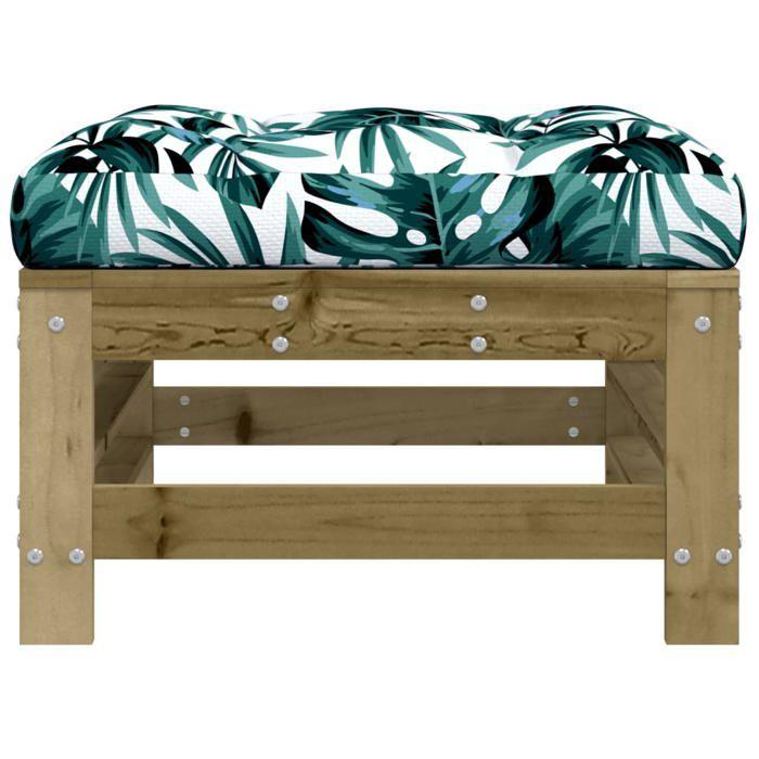 VidaXL Repose-pied de jardin avec coussin bois de pin imprégné, tabouret, repose-pied ottoman, tabouret de jardin, pouf, 825673