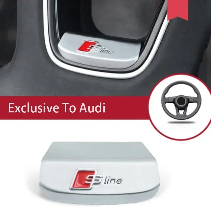 For Audi RS3 3D Aluminum Alloy S Sline Logo Emblem Car Steering Wheel Sticker Interior Decals Accessories For Audi A3 A4 A5 A6 A7 Q5 Q7 Q2 Q3
