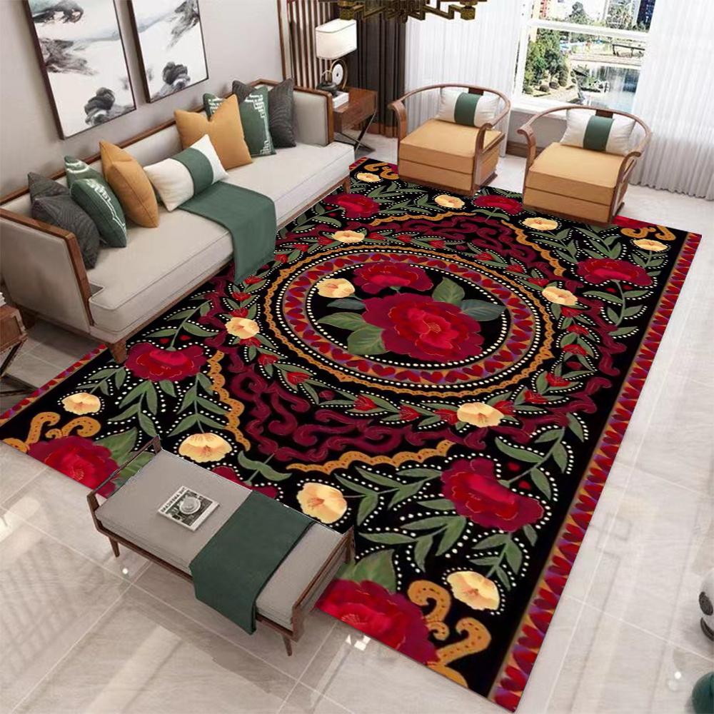 Retro European Flower Bird Tree Art Carpet Living Room Sofa Decoration Carpet Bedside Sofa Carpet Kitchen Coffee Table Foot Mat