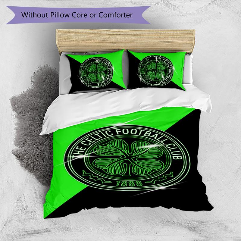 Set Biancheria da Letto Celtic FC Stampato 3 Pezzi Copripiumino Traspirante con Federe Biancheria da Letto Decorativa per Camera da Letto Casa