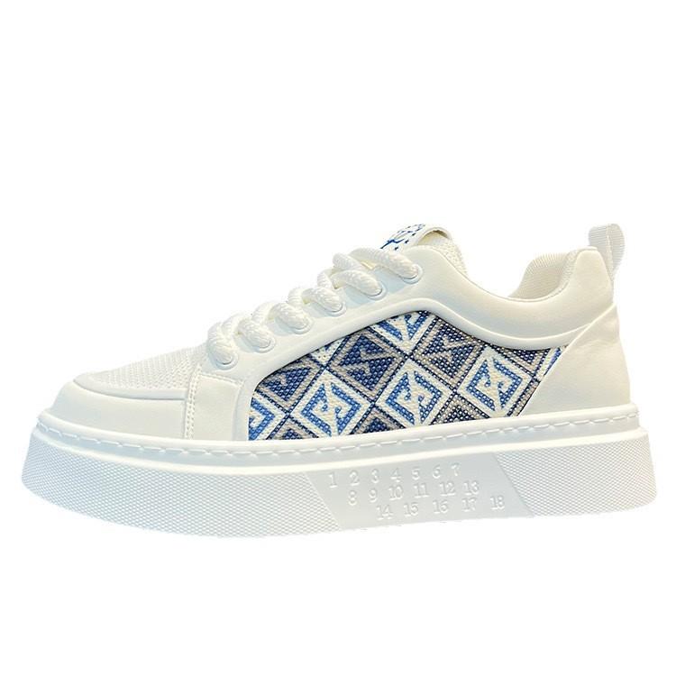 Men's shoes summer breathable mesh shoes light luxury high-end white shoes trend thick sole heightening casual board shoes