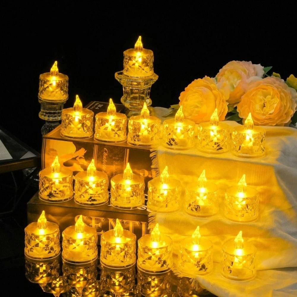 24pcs/box Delicate Design LED Mini Candle Light Romantic Atmosphere Light Daily Decoration