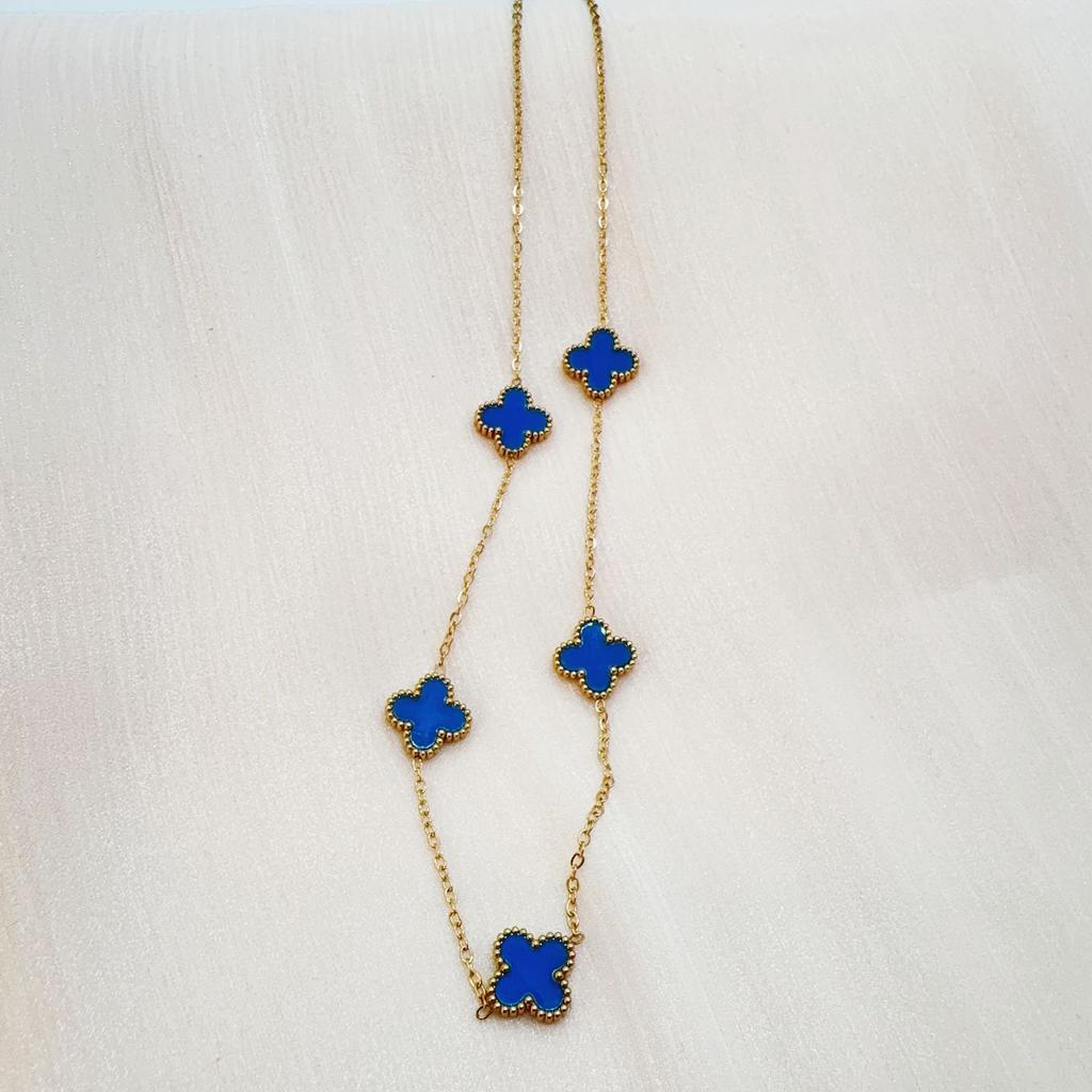 Double Sided Titanium Steel Clover Bracelet Necklace Ring Earrings Women's Non Fading Set Jewelry